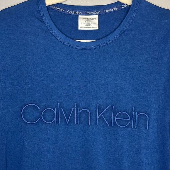 Calvin Klein Men’s Sleepwear Blue Short Sleeve Logo Tee Size Small - Picture 9 of 9